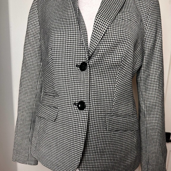 Talbots Gray White Black Houndstooth Blazer Wool Blend sz 6P - Picture 3 of 8